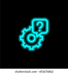Support blue glowing neon ui ux icon. Glowing sign logo vector