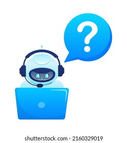 Support bot. Ai assistant. Flat icon with blue support bot on white background