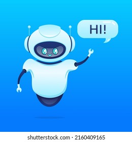 Support bot. Ai assistant. Flat icon with blue support bot on white background