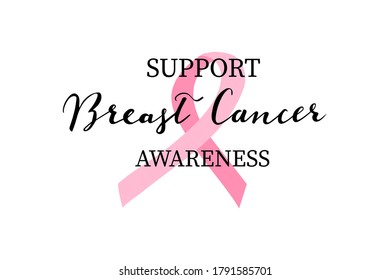 Support Breast Cancer Awareness Hand Lettering Stock Vector (Royalty ...