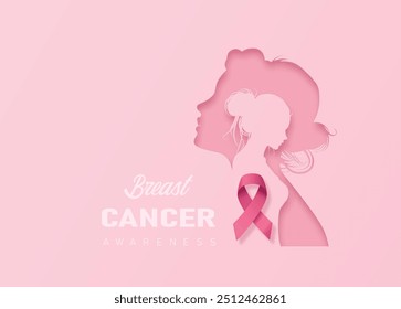 Asistencia Sensibilización sobre el cáncer de mama con este elegante diseño de estilo cortado en papel que simboliza la esperanza y la fortaleza. Empoderar a las mujeres de todo el mundo para que se unan contra el cáncer de mama.