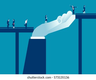 Support In A Bridge. Concept Business Illustration. Vector Flat
