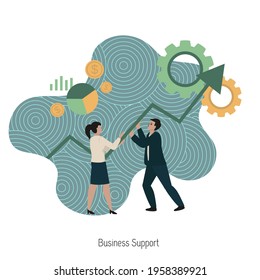 Support business concept. Business team working together for success and growing. Modern vector illustration.