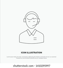 Support, Business, Consulting, Customer, Man, Online Consultant, Service Line Icon Vector