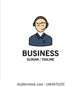 Support, Business, Consulting, Customer, Man, Online Consultant, Service Business Logo Template. Flat Color. Vector Icon Template background