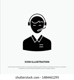 Support, Business, Consulting, Customer, Man, Online Consultant, Service solid Glyph Icon vector. Vector Icon Template background
