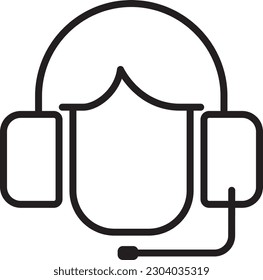 Support Business people icon with black outline style. help, customer, service, information, call, contact, phone. Vector illustration