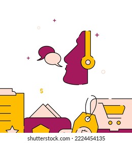 Support, call center filled line vector icon, simple illustration, related bottom border.