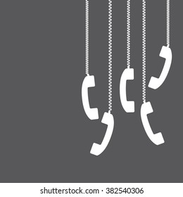  Support, call center handset Icons. Quote speech bubble. Frame for text square vector