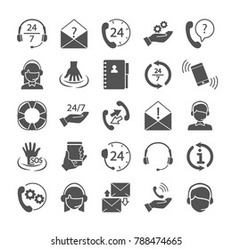 Support and call center simple icons set for web and mobile design