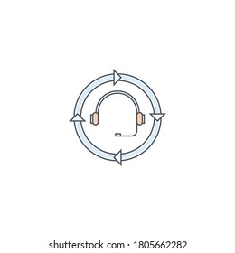 support, call center vector isolated icon on white background