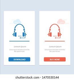 Support, Call, Communication, Contact, Headset, Help, Service  Blue and Red Download and Buy Now web Widget Card Template. Vector Icon Template background