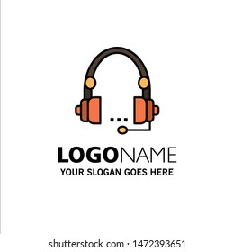 Support, Call, Communication, Contact, Headset, Help, Service Business Logo Template. Flat Color