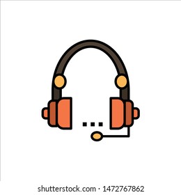 Support, Call, Communication, Contact, Headset, Help, Service  Flat Color Icon. Vector icon banner Template