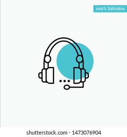 Support, Call, Communication, Contact, Headset, Help, Service turquoise highlight circle point Vector icon