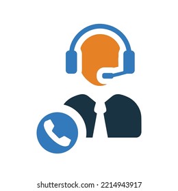 Support Call icon. Glyph style vector EPS.