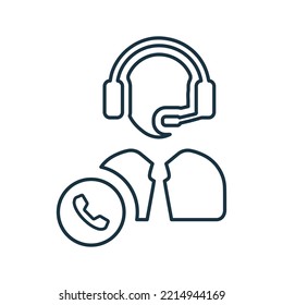 Support Call outline icon. Line art vector.