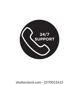 Support call service icon black and white vector outline sign
