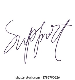 Apoyo. Texto caligráfico, Diseño de invitación, Afiche de tipografía. Plantilla de vectores. Logotipo, elemento de diseño de etiquetas 