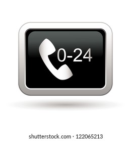 Support center call 24 hours icon. Vector illustration