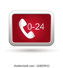 Support center call 24 hours icon. Vector illustration