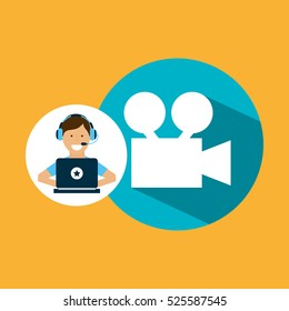 support center with camera film vector illustration eps 10