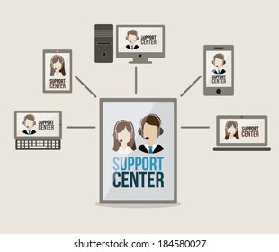 Support Center design over beige background, vector illustration
