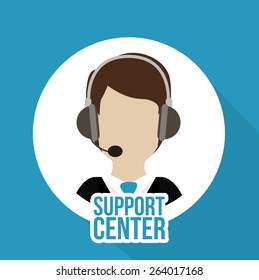 Support  center design over blue background, vector illustration