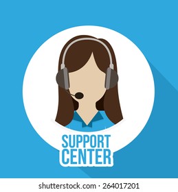 Support  center design over blue background, vector illustration