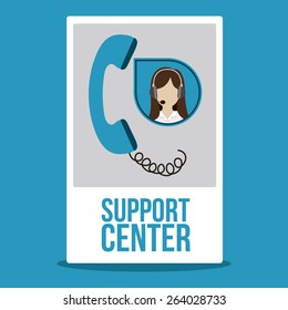 Support  center design over blue background, vector illustration