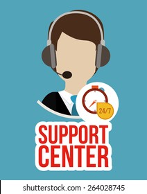 Support  center design over blue background, vector illustration