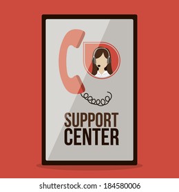 Support Center design over red background, vector illustration