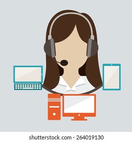 Support  center design over white background, vector illustration