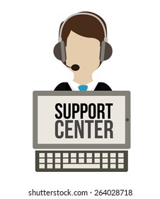 Support  center design over white background, vector illustration