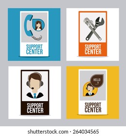 Support  center design over white background, vector illustration