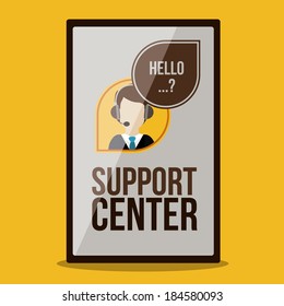 Support Center design over yellow background, vector illustration