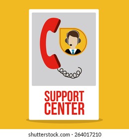 Support  center design over yellow background, vector illustration