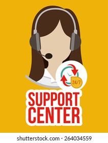 Support  center design over yellow background, vector illustration