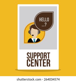 Support  center design over yellow background, vector illustration