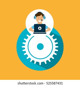 support center with gear vector illustration eps 10