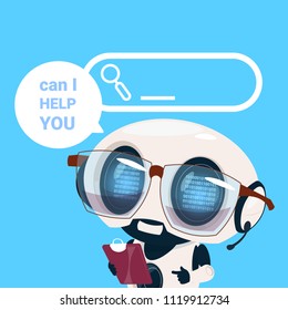 support center headset agent robot client online operator, artificial intelligence customer and technical service icon, chat concept, flat design vector illustration