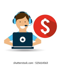 support center with money symbol vector illustration eps 10