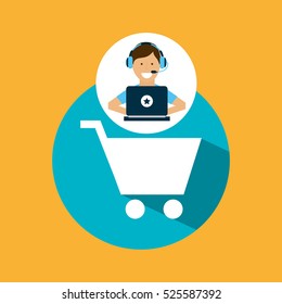 support center with shopping cart vector illustration eps 10