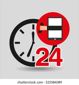 support center via phone 24 hours vector illustration eps 10