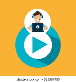 support center with video player vector illustration eps 10