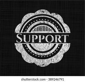 Support chalk emblem written on a blackboard
