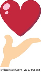 Support Charity, hand, heart, help, love. flat icon vector illustration.