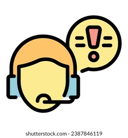 Support chat call icon outline vector. Customer service. Tech help color flat