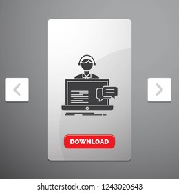 support, chat, customer, service, help Glyph Icon in Carousal Pagination Slider Design & Red Download Button