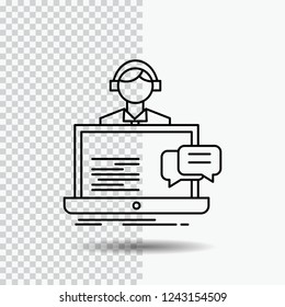 support, chat, customer, service, help Line Icon on Transparent Background. Black Icon Vector Illustration